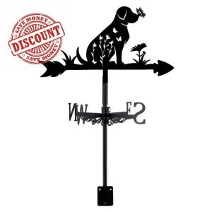 SUPERDANT Dog Weather Vane Dog Flower Butterfly Metal Weathervanes Wind Direction Indicators Black Metal Wind Vanes Signs for Roof Mount Farmhouse Ourdoor Yard Shed Decoratio