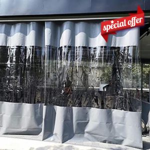 Clear Waterproof Outdoor Curtains with Eyelets Tear Resistant Tarpaulin for Pergola Patio Balcony Porch Gazebo Transparent Rain Curtain Panels 3.8×2.2m