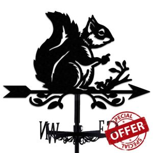 INFUNLY Squirrel Weather Vane Vintage Black Squirrel Weather Vane Animal Metal Weather Vane Squirrel Wind Vane Hollow Wind Direction Indicator for Outdoor Garden Roof Paddock 13.78"x10.63"/35CMx27CM