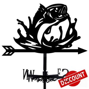 INFUNLY Fish Weather Vane Vintage Black Fish Weather Vane Animal Metal Weather Vane Fish Wind Vane Hollow Wind Direction Indicator for Outdoor Garden Roof Paddock Decor 13.78"x10.63"/35CMx27CM