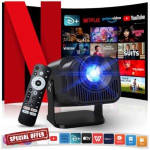 [Netflix Official/Stereo Audio] 4K Projector with Wifi and Bluetooth
