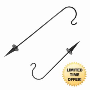 PHENOFICE 4 Pcs Iron Floor Plug Dog Plant Shepherd Hook Small Shepherd Hook Garden Outdoor Shepherd Hook Stand Garden Lantern Hooks Garden Hooks Shepherds Hook Mini Sheppards Hooks Black