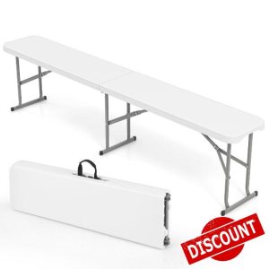 RELAX4LIFE 6ft/182cm Plastic Folding Bench