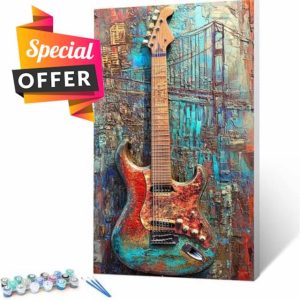 Paint by Numbers Kits for Adults Guitar Painting Kits for Beginners On Clear Symbols Colored Canvas