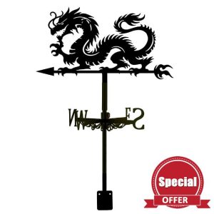 SUPERDANT Dragon Weather Vane for Roof Mount Metal Weathervane Wind Vanes for Outside Roof Decor Black Wind Decorative Signs for Farmhouse Yard Farm Barn Sheds Garden Patio Decoratio
