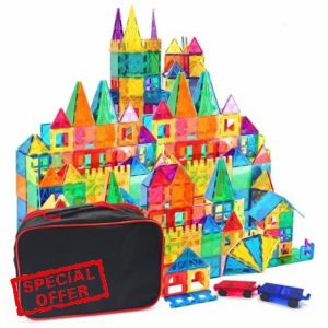 Magnetic Tiles 100PCS Building Set with bag - STEM Toys for Toddlers & Kids - Magnetic Blocks for Boys & Girls