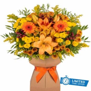 Autumn Harvest Fresh Flower Bouquet Delivered in Presentation Vase | Orange Lily