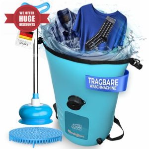 Portable Washing Machine Without Electricity - Foldable Wash Bag Plunger Washboard Set