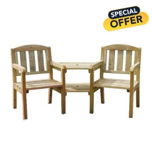 ZEST Caroline Companion Seat – Durable Wooden Garden Bench for Two
