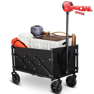 Festival Trolley Foldable Utility Wagon Cart with Wheels and Telescopic Handle for Gardening