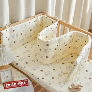 ENAZKLADB Cot Bumper Breathable Crib Bumper Baby Cot Liners Cot Bumpers For Cot Bed Padded Cot Bumper Cotbed Bumper For One Side Baby Cot Bumpers Crib Rail Cover Baby Crib Bumpe