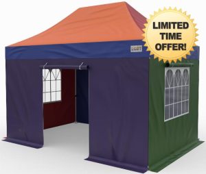 HERCULES LGBT® HEAVY DUTY POP UP GAZEBO - ZIPPER SIDES - PRIVACY BLINDS 40mm HEX STEEL 3m x 4.5m