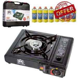 Portable Gas Cooker Stove with 8 Butane Canisters and Carry Case
