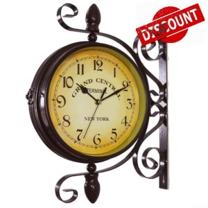 Zeroupshop Vintage Wall Hanging Double-Sided Waterproof Clock