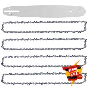 16 Inch Chainsaw Chain with Chainsaw Guide Bar 57 Drive Links .050" (1.3 mm) Gauge