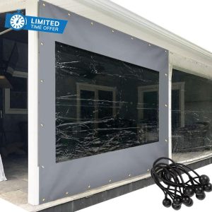 Waterproof Outdoor Clear Tarp Curtain for Pergola Gray 2.8x2.2m Strong Side Panels with Grommets Patio and Porch Cove