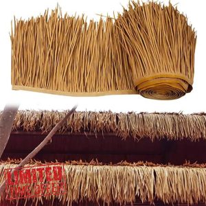 Tiki Straw Roof Thatch material palm thatch roofing artificial thatched leaf Party Decorations Roll Palm Straw Thatch Roof for Garden Tiki Bar Hut Grass Width 0.5m (Size:2m/6.5ft)