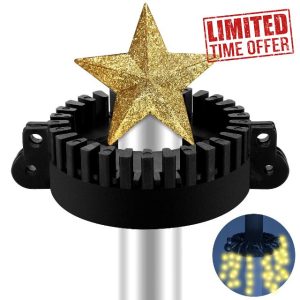 Menkxi 1 Pcs Christmas Tree Flag Pole Mega Topper Light Hook 7 x 5 x 1.75 Inch Christmas Tree Flag Pole Topper for Xmas Outdoor Decoration Patio Yard Holiday Party Supplies