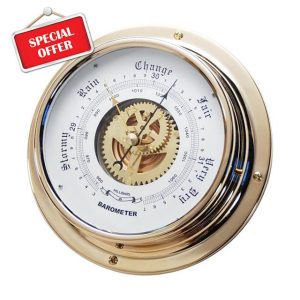 Ousidiman Brass Barometers Marine Weather Stations 180mm Diameter Maritimes Barometers for Yacht Outdoor Weather Instrume