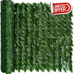 Artificial Ivy Privacy Fence Hedge Screening Green Wall Panels Privacy Fencing Leaves Screen Garden Balcony Privacy Screen Leaves Decoration for Outdoor Garden Protect Privacy of Yard H1m * W3m