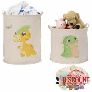 Navaris Green Dinosaur Toy Storage Baskets