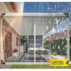 Clear Tarp Patio Enclosure Waterproof PVC Curtains for Gazebos with Double Zip Transparent Outdoor Tarps Curtains Zipper Door for Porch