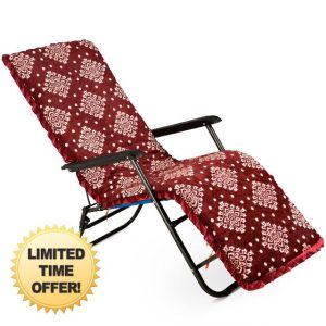 EDIMENS Sun Lounger Cushion Thick Garden Recliner Chair Cushion Garden Chair Cushion Sunbed Cushion Anti-Slip for Home Indoor Outdoor Garden Patio Beach Chair (Red