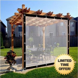 HWGANX Clear Tarpaulin Heavy Duty with Eyelets Plastic Sheeting