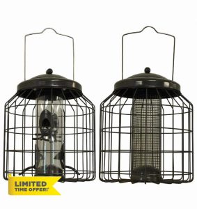 Deluxe Heavy Duty Squirrel Proof Hanging Bird Seed & Nut Feeders Cage (Pack of 2)