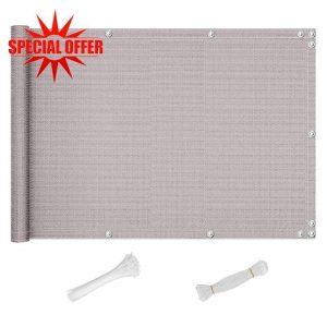 Balcony Privacy Screen 70x1000cm Waterproof Weatherproof Fence Privacy Screen for Garden Includes Cable Ties and Rope Light Grey Outdoor Privacy Screen for Balcony
