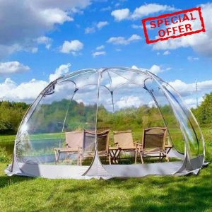 Igloo Tent Bubble Garden Dome Bubble Tent: Weatherproof Waterproof Ber-Large Transparent PVC Instant Pop Up Gazebo 3-8 People Camping Party Wedding (Grey