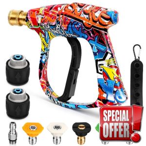 Short High Pressure Washer Gun with 5 Nozzles & 2 Hose Connectors