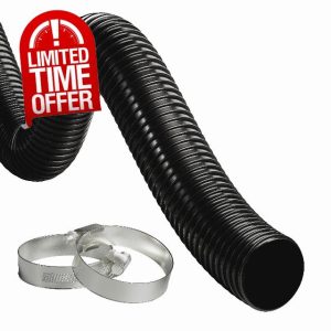51mm Internal Diameter - 4 Metre Length Plus Hose Clips Anti Kink Corrugated Flexible Pond Hose Pipe for Pond Pumps and Filters