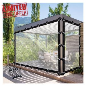 KANMR Garden Gazebo Curtains Pergola Side Panels with Grommets Customizable Transparent PVC Tarpaulin