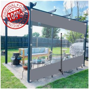 Clear PVC Tarp Curtains 0.3mm Thick for Outdoor Patio Pergola Gazebo Waterproof Transparent Rain Curtains with Zip 8.2x8.2f
