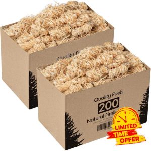 400 Natural Firelighters for Wood Burners - Wood Wool Firelighters for BBQs