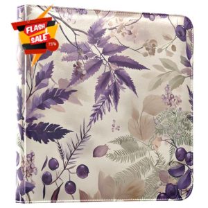 Photo Album Self Adhesive 3x5 4x6 5x7 6x8 8x10 8.5x11 11x10.6 Magnetic Scrapbook Length 12x11.8 In 20 Pages Linen Cover DIY Photo Album Purple Leaves Berries
