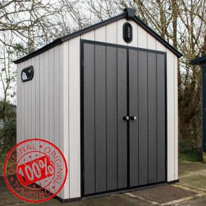 BPS Grand Outdoor Apex Garden Plastic Storage Shed 6 x 8ft Grey | All Weather Resistant | Zero Maintenance | Easy Assembly | Built In Floo
