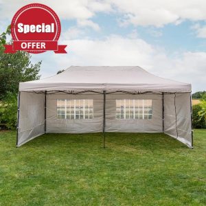 Jack Stonehouse Garden Pop Up Gazebo 6m x 3m Waterproof Party Marquee Tents With 4 Detachable Tear Resistant Sides And Windows Waterproof Silver PU Coated Layer Roof Heavy Duty Carry Bag On Wheels