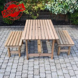 Staffordshire Outbuildings 6FT Curved Edge Garden Table with 2 Forms – Elegant and Spacious