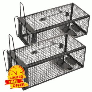 Anyhall 2-Pack Humane Live Mouse Rat Traps for Indoors and Outdoors (Black)