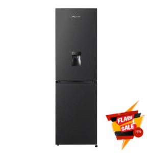 Fridgemaster MC55251DEB 55cm Freestanding 256 litre 50/50 Fridge Freezer with Non-plumbed Water Dispenser - Frost Free - LED Lighting- 4 Star Freezer Rating -Black - E Rated