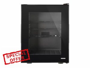 Corby Eton 35L Glass Door Minibar in Black & Black - UK Plug            [Energy Class D]