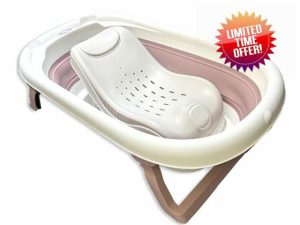 Coo11 Collapsible Baby Bath Tub with & Height Adjustable Support Seat