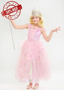 Kids Glinda Style Pink Fairytale Princess Fancy Dress Costume DRESS & GLOVES ONLY