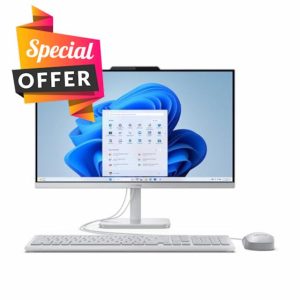 Lenovo IdeaCentre A100 All-in-One Desktop PC | 24 inch Full HD | Intel N100 | 16GB RAM | 512GB SSD | Windows 11 Home | Gloud Grey | Wireless EOS Keyboard and Mouse