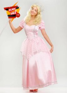 Adult Size Womens Deluxe Pink Satin Glinda Style Costume