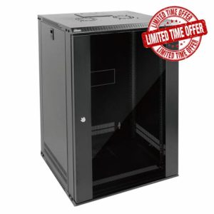 Tecmojo 18U Wall Mount Server Cabinet IT Network Rack Enclosure Lockable Door and Side Panels Black