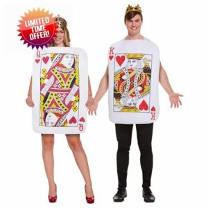 Lizzy King & Qeen of Hearts Playing Card Adult Fancy Dress Costume for Couple | Poker - Costume for adults