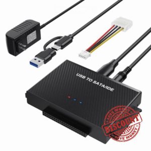 Hard Drive Reader USB-c 3.0 to SATA IDE Adapter，IDE SATA to USB + Type C External Hard Drive Adapter Data Recovery Converter Kit for Universal 2.5 3.5 HDD SSD Hard Drive Disk